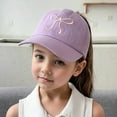 thumbnail image 2 of Krdevn Girls' Bow-Embroidered Ponytail Baseball Cap, Adjustable Breathable Sun Hat, Lightweight Outdoor Sports Cap for Summer,One Size, 2 of 3