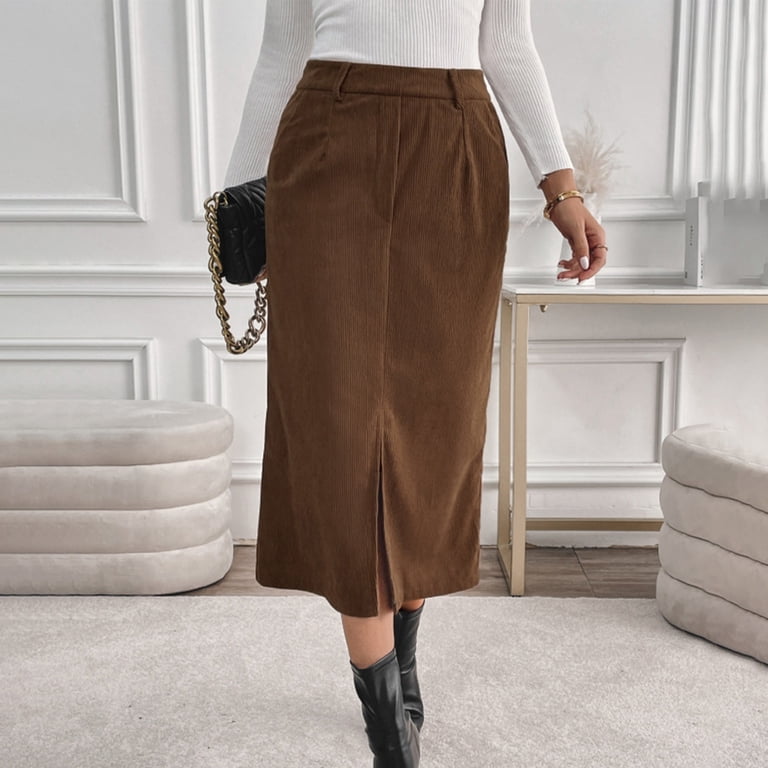 Levmjia Womens Corduroy Skirt Corduroy Vintage A Line Midi Skirt