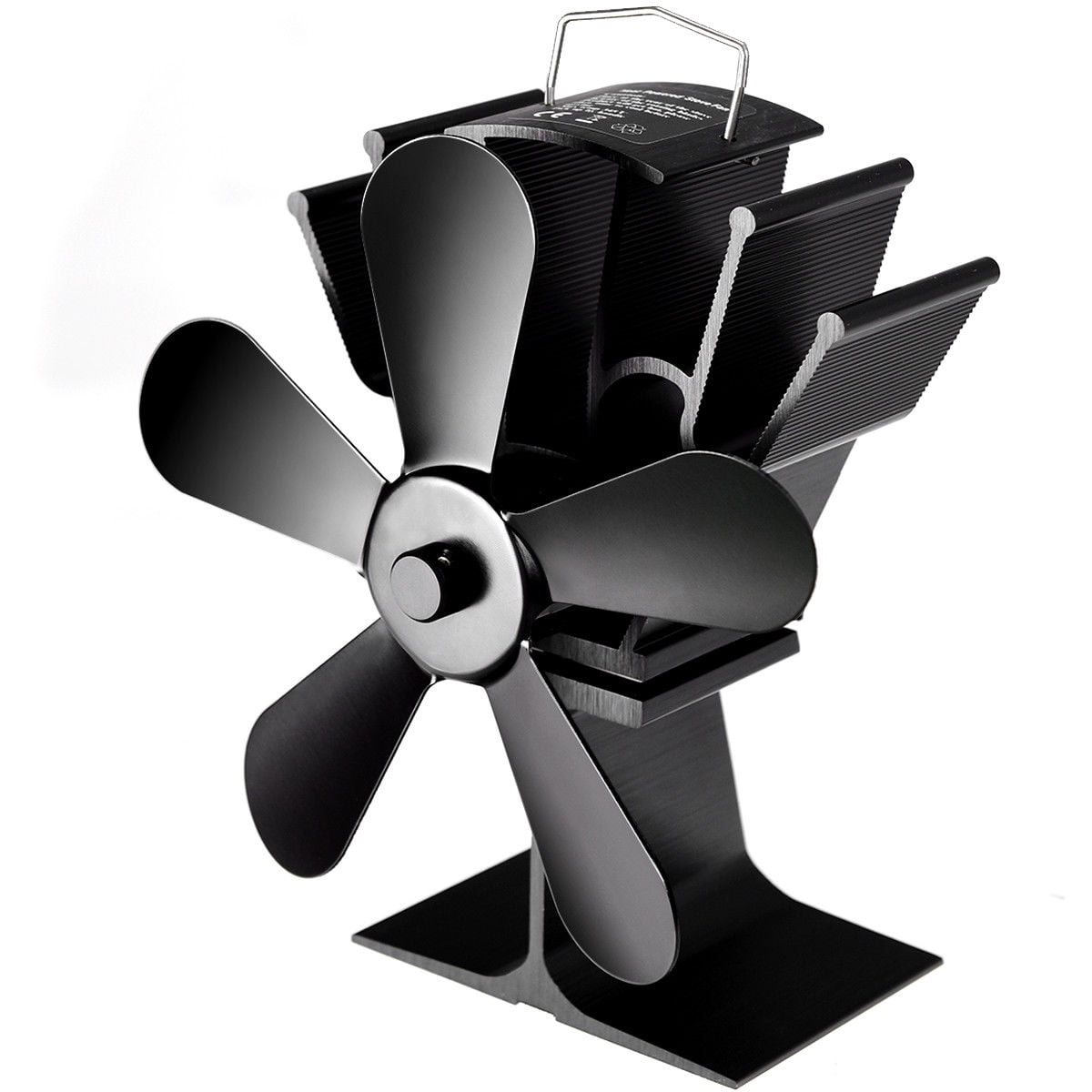 4 Blades Heat Powered Fireplace Stove Fan for Wood Burner Eco Friendly Black