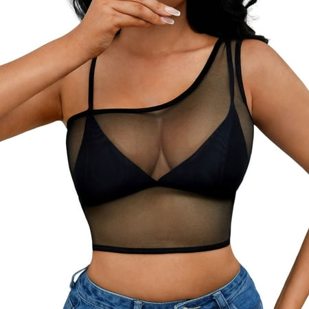 

Women Sleeveless Casual Tops See Through Women Mesh Crop Sheer Shirt Short T Sexy Lingerie Sleepwear Nightwear Sleepwear Chemise