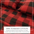 thumbnail image 2 of Great Bay Home Printed Flannel Sheet Set - 100% Turkish Cotton - Double Brushed - Twin, Buffalo Check - Red / Black, 2 of 6