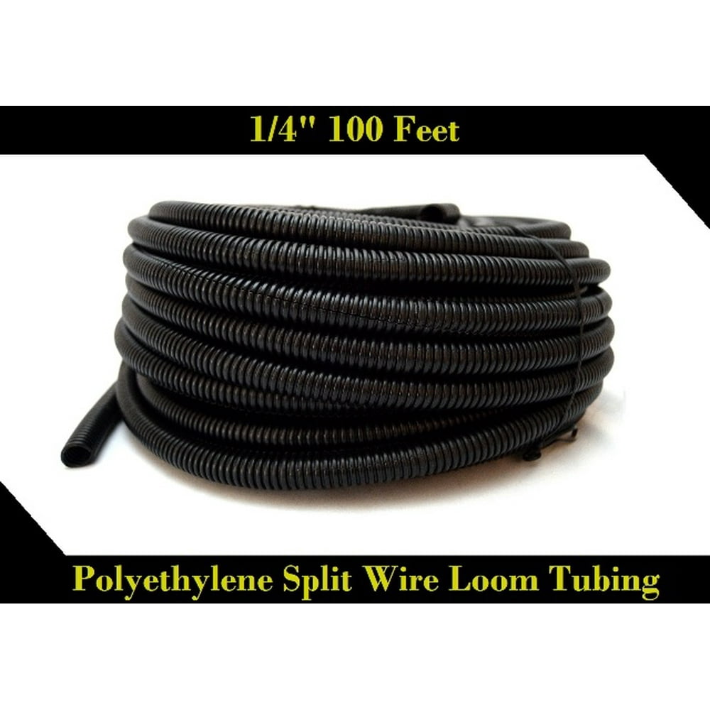 Wire Loom Black 100' Feet 1/4" Split Tubing Hose Cover Auto Home Marine