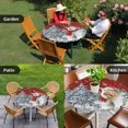 thumbnail image 4 of Red Bear Christmas Round Tablecloth for 36-44 Inch Tables, Fitted Table Cover with Elastic Edge, Xmas Tree Snowflake Waterproof Outdoor Table Cloth Protector for Patio Garden Dinner Picnic, 4 of 9