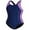 Navy/Purple, variant on Charmo Color Blocked Swimsuit for Girls Athletic One Piece Practice Swimwear Racerback Bathing Suit, Size 8-16