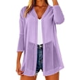 thumbnail image 4 of Hfnxid Lightweight Cardigans for Women Chiffon 3/4 Sleeve Sheer Shrug Casual Open Front Cover Up Casual Vacation Cardigans Purple XL, 4 of 8