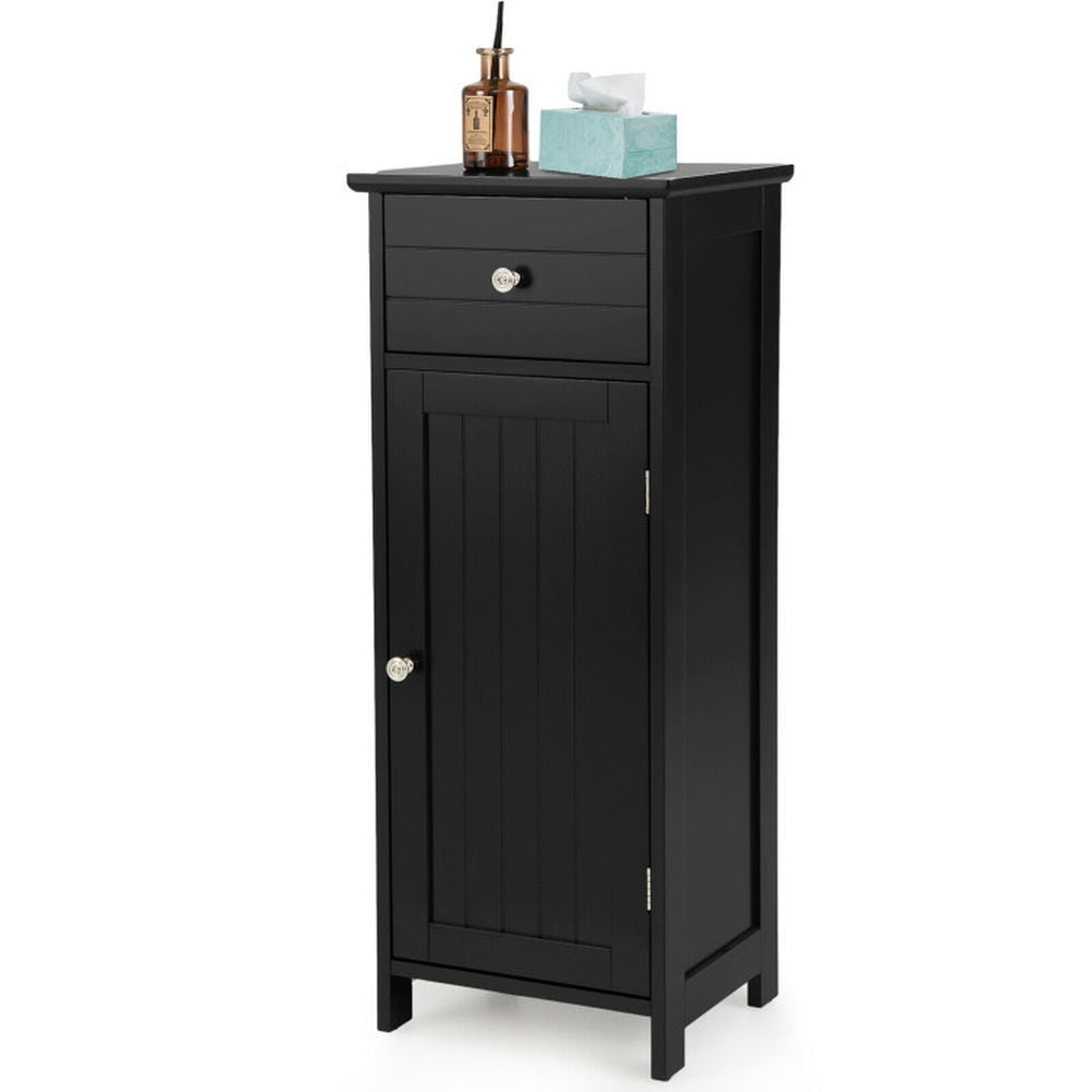 Finihen Bathroom Storage Cabinet, Bathroom Floor Cabinet, Wooden Bathroom Floor Storage Cabinet with Drawer and Shelf, for Bathroom, Living Room, Bedroom, Kitchen, Black Finihen Bathroom Storage Cabinet, Bathroom Floor Cabinet, Wooden Bathroom Floor Storage Cabinet with Drawer and Shelf, for Bathroom, Living Room, Bedroom, Kitchen, Black