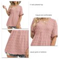 thumbnail image 4 of Top plisado con cuello en V para mujer, blusa plisada con cuello en V suave y transpirable a la moda, cómoda para la piel, rosa, XXL, 4 of 5