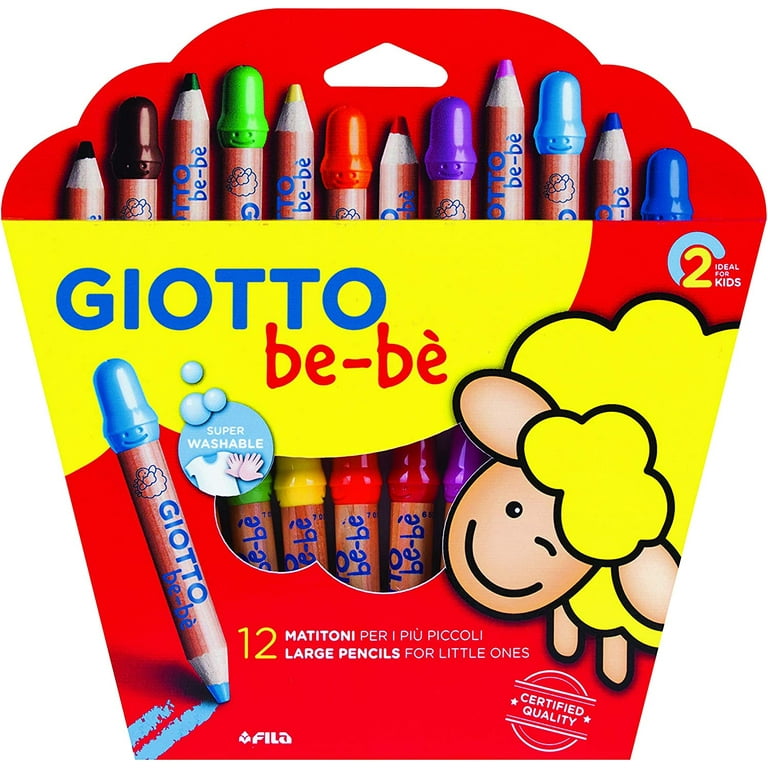 GIOTTO be-bè Large Pencils and Sharpeners Pre-School Pack for Young  Children, 36 Pencils, Assorted Colours, Ideal for School & Home