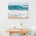 thumbnail image 2 of Orinice Beach Photo Modern Photography Coastal Nautical Ocean Decor. Tan Sand, White Waves, Blue Ocean 16x12in, 2 of 6