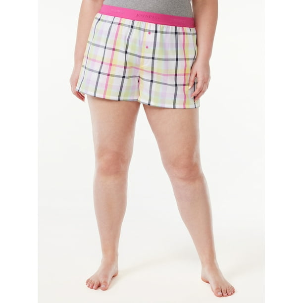 Joyspun Women's Woven Print Boxer Sleep Shorts, Sizes S to 3X