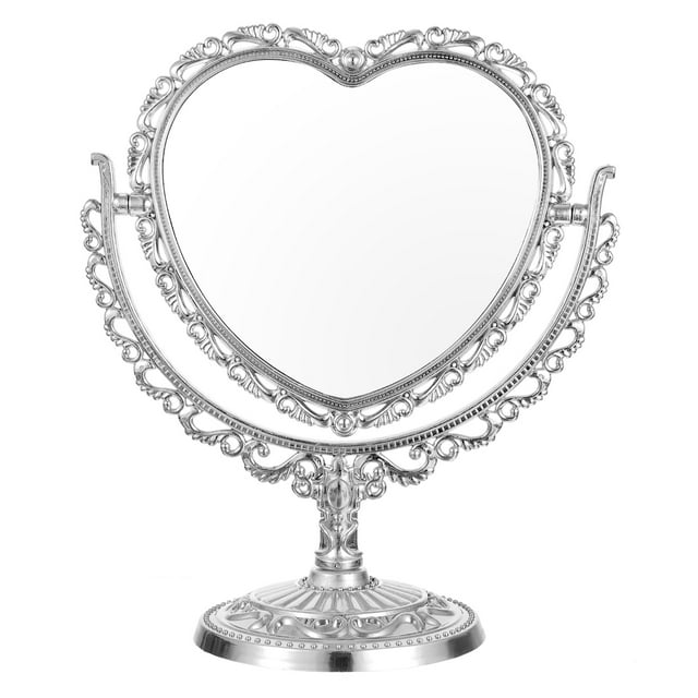 MasteelfCA Retro Heart Shape Makeup Mirror for Dresser Vanity Desktop Bathroom Bedroom