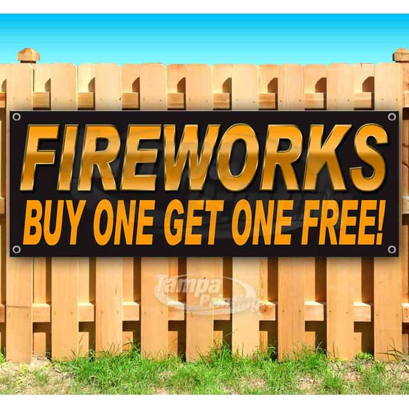 Fireworks Buy One Get One Free 13 oz Vinyl Banner With Metal Grommets