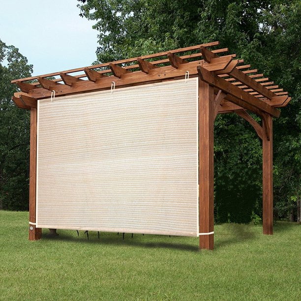 Brown White Strips Custom 3' FT 1-250FT Fence Deck Screen Yard Shade Patio Cover 