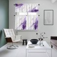thumbnail image 4 of Marble Purple Kitchen Curtains Sets for Windows 24 Inch Length, Gold White Modern Gradient Ocean Ripple Rod Pocket Window Treatments Tier Curtains and Valances Set for Bedroom/Bathroom, 4 of 8