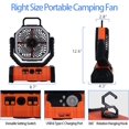 Outdoor 20000 mAh Rechargeable Tent Camping Fan with LED Hook,8 inch Remote Timer USB Portable Battery Operated Fan,270° Pivot 58 Hrs Desk Fan for Travel,BBQ,Poweroutage,Jobsite (orange)