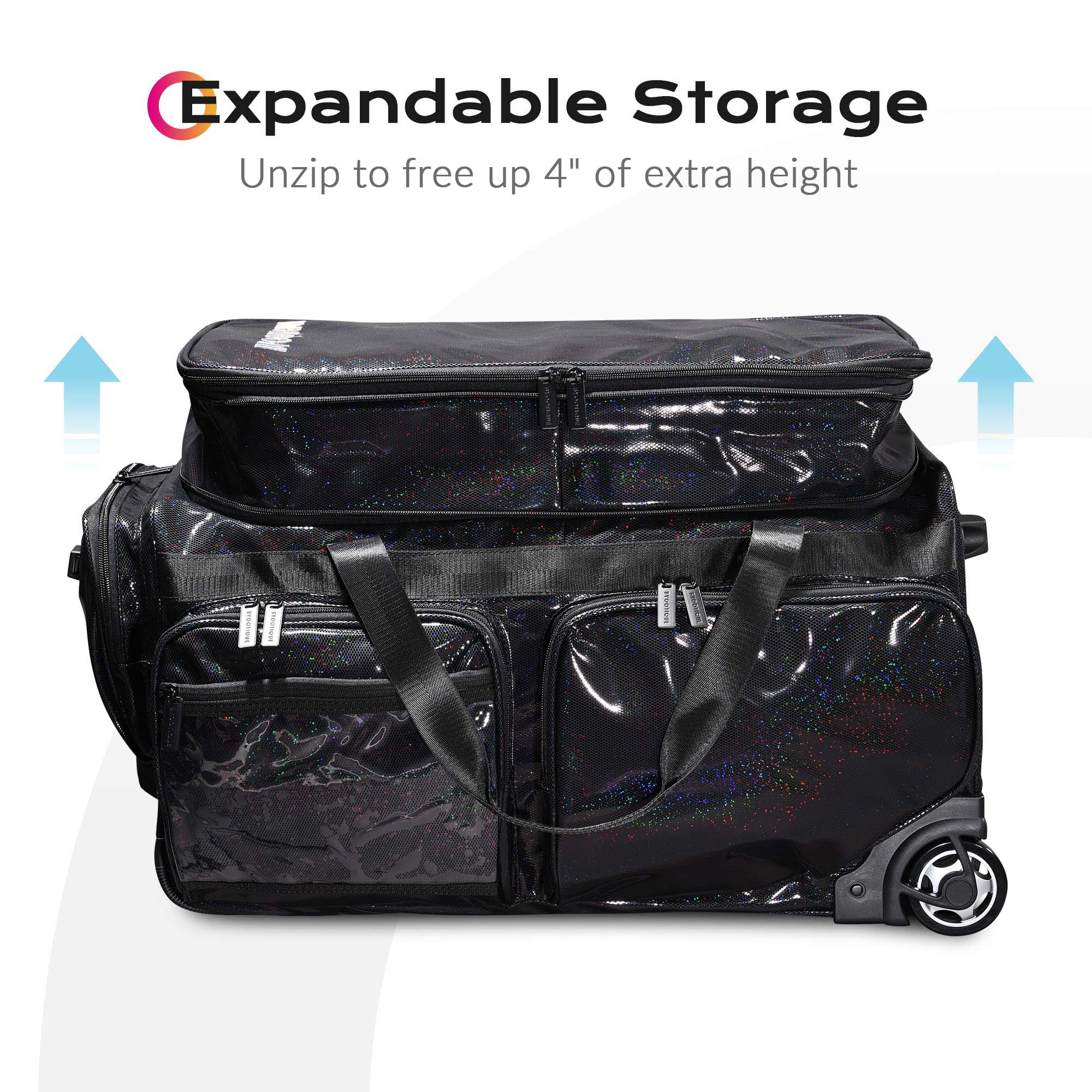 Byootique Rolling Dance Bag with Wheels Travel Duffle Bag Expandable FA Starry