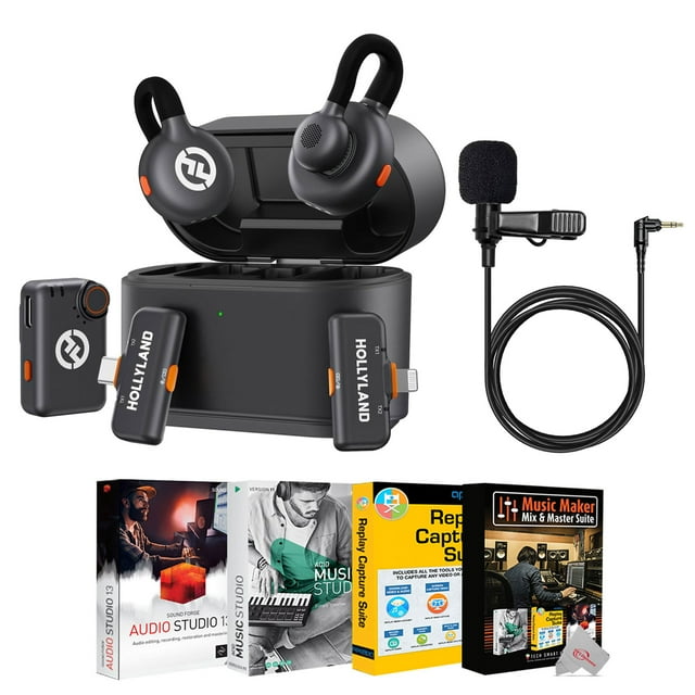 Hollyland Lark M2S Ultimate Combo (Camera RX+USB-C RX+Lightning RX) Wireless Lavalier Microphone for iPhone/Camera/Android/PC Kit