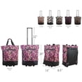 thumbnail image 4 of 20" Rolling Tote Bag with Handle, Print Portable Grocery Trolley Bag with Wheels for Work, Short Trips,Beach & Daily,Butterfly Flower,Tf023, 4 of 5