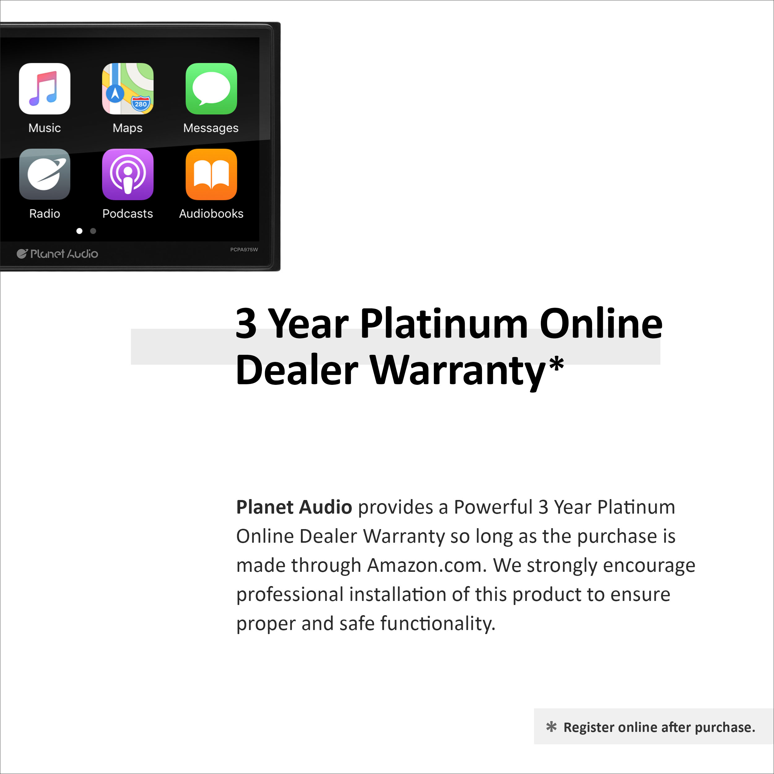 Planet Audio Systems PCPA975W Wireless Apple CarPlay Android Auto Car Stereo 