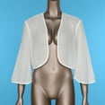 thumbnail image 6 of ZALDITA Womens Shrug Soft Chiffon Open Front Sheer 3/4 Sleeve Cropped Bolero Cardigan Ivory XXL, 6 of 6