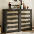 thumbnail image 4 of ARKANTOS 5 Drawer Rattan Dresser,Bohemian Chest of Drawers for Bedroom,Charcoal Oak, 4 of 9