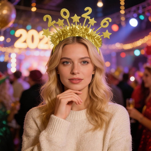 Product Classification Sparkly Year Headband Glitter Hairband for Festive Celebrations Party Accessory Headpiece for Casual Home Use