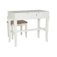 thumbnail image 5 of Linon Angela Wood Vanity & Padded Beige Stool 2 Drawers Flip Up Mirror in White, 5 of 25