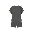 thumbnail image 6 of Mifsaly Summer Short Sets for Women 2 Piece Summer Casual Matching Outfits Henley Short Sleeve Button Down Top and Drawstring Shorts with Pockets Gray,XL, 6 of 7