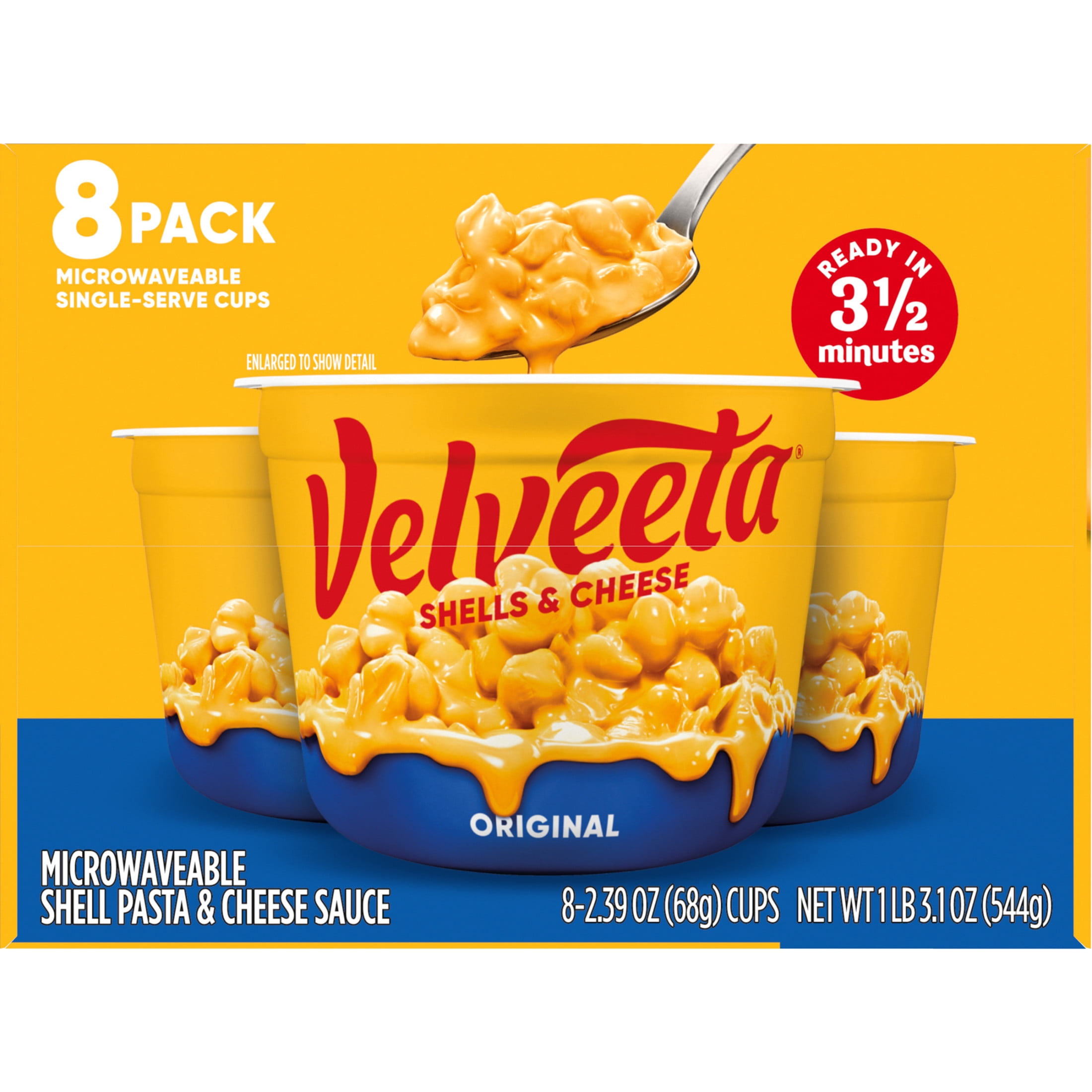 (2 pack) Velveeta Shells and Cheese Mac and Cheese, 8 Cups, for Easy Snacks or Dinner Sides, Original Flavor, 2.39 oz