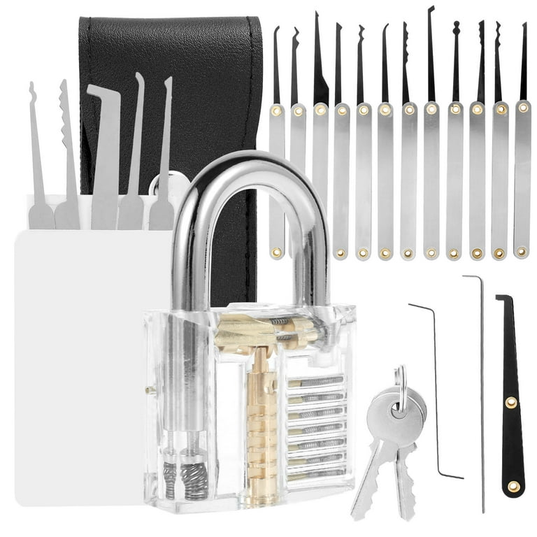 Lock Picking Set Professional 24 Piece Lock Picking Set with 3 Transparent Padlock  Lock Pick Kit for Beginners and Professional Lock Pickers : : DIY  & Tools