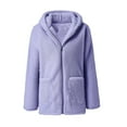 thumbnail image 5 of Women Fleece Zip Up Jacket Oversized Long Sherpa Hoodie Fuzzy Warm Teddy Coat with Pockets Fall Winter, 5 of 6