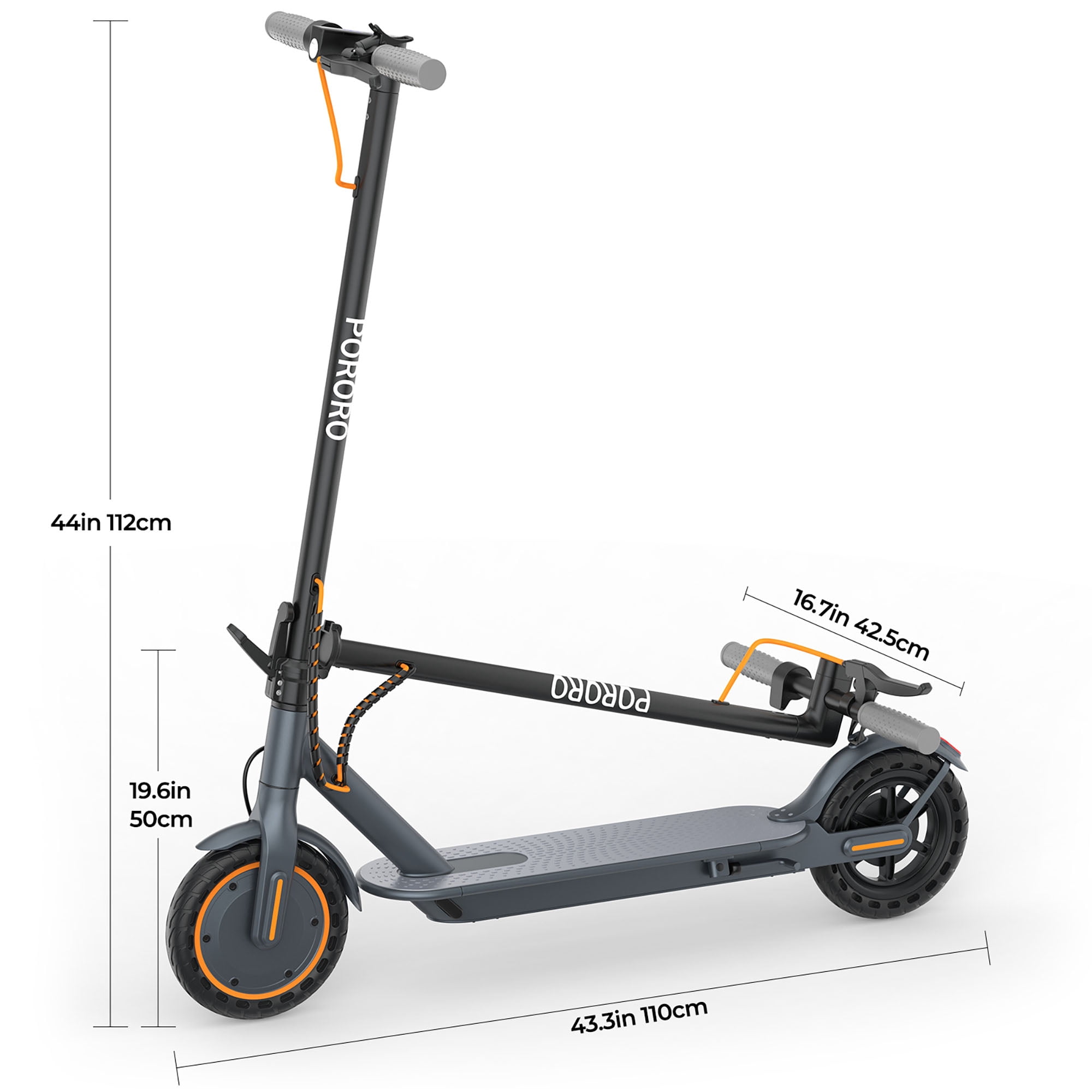 PORORO HES20 Electric Scooter for Adults, Max 19 Miles Range, with 8.5" Tires, 350W, 10.5Ah, 19MPH, Black