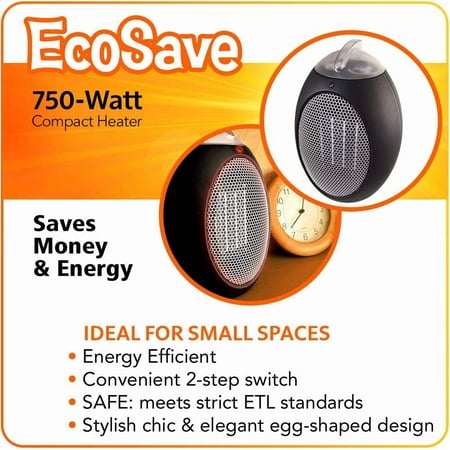 ESH -Save Compact Personal Space - 750-, ETL Listed, -Friendly, Energy Efficient Design, 11 x 7.5 Inches, 5 lbs., Black