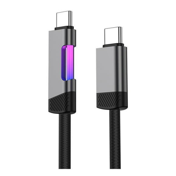 Cable de Carga Rápida RGB 2m 120W 6A Tipo-C A Tipo-C Cable de Carga con Luz Ambiental RGB Tipo-C A Tipo-C