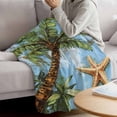 thumbnail image 3 of Coastal Beach Blanket Soft Cozy Warm Throw Blanket for Couch, Plush Fuzzy Flannel Fleece Blankets for Sofa, Oil Painted Tropical Palm Tree Starfish Bed Blankets Lightweight Gifts for Women, 30"x40", 3 of 9