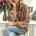 thumbnail image 4 of Wenini 2026 Women's V Neck Loose Long Sleeve Knit Pullover Sweater Fall Trendy Casual Sweater Top, 4 of 7