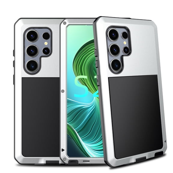 TECH CIRCLE for Samsung Galaxy S23 Metal Case,Heavy Duty Shockproof Aluminum Alloy Tough Armour Military Case,360 Full Body Protective Cover with Silicone Built-in Screen Protector,Silver