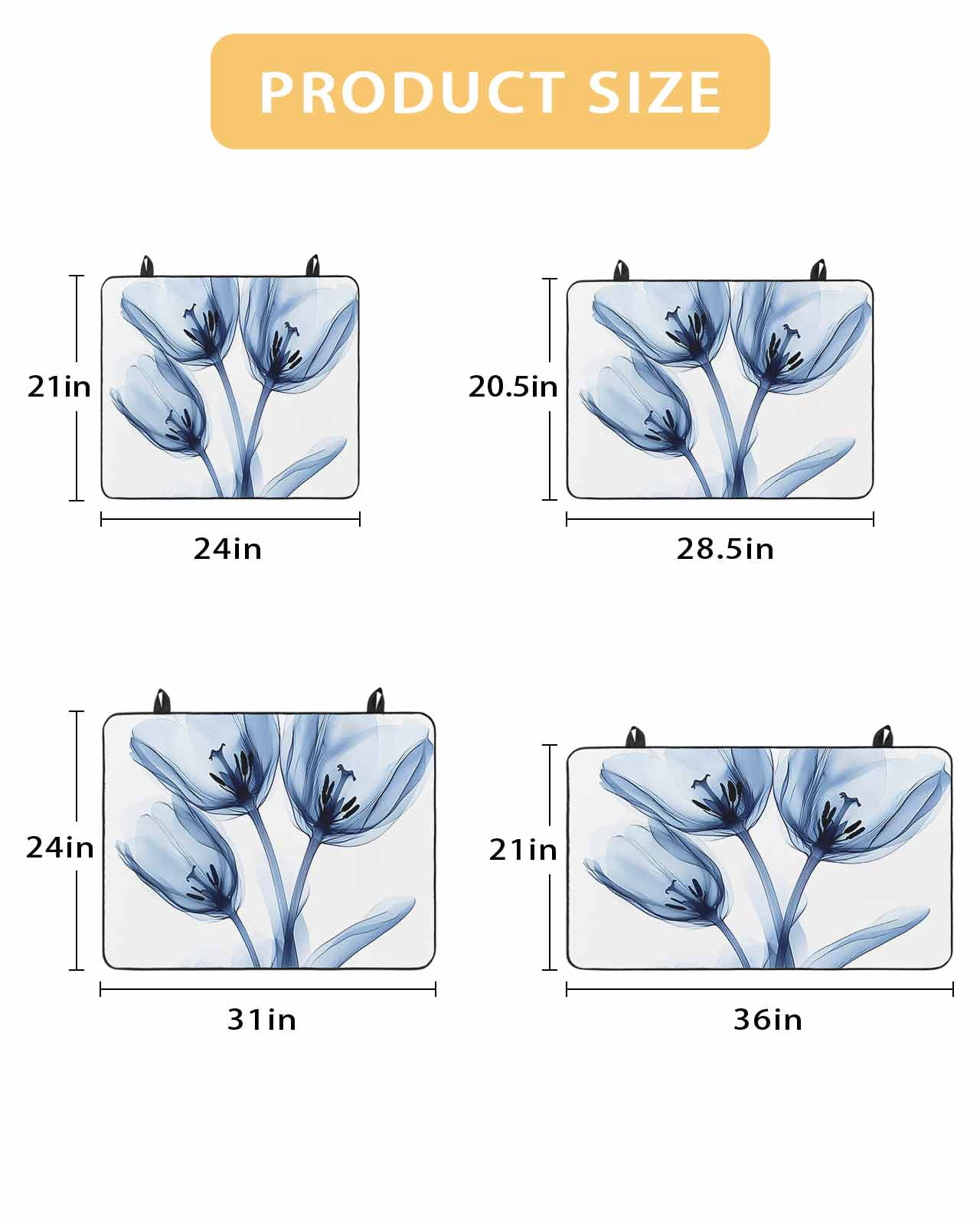 nqOlkjepod Large Induction Cooktop Protector Mat 36"x21", Blue Flowers Stove Top Covers for Electric Stove, Gradient Botanical Tulip Floral Plants Stove Burner Cover Mats, Glass Top Stove Cover