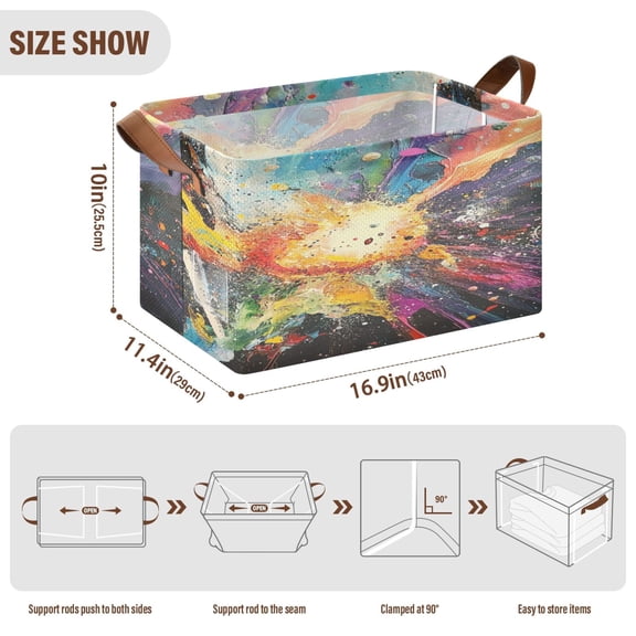BZSMCE Collapsible Fabric Cube Storage Bins Big Bang Drawing Design Pattern Storage Box