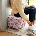 thumbnail image 4 of Jiueut Rose Strawberry Heart Print Footstool Slipcover, Washable Ottoman Sofa Decoration Stretch Square Furniture Protection for Footrest Sofa Valentine's Day Decor, 4 of 7