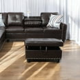 thumbnail image 4 of JESTOP Wood Storage Ottoman Bench with Footrest, Faux Leather Upholstered Rectangle Stool, 28.5" x 19.5" x 17.5", 4 of 7