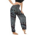 thumbnail image 5 of SWSMCLT Women's Smocked Waist Yoga Pant Boho Elastic Waist Harem Pants Tapered Leg Elephant Printed Bohemian Hippie Cinch Bottom Thai Indian Jogger Black One Size, 5 of 5
