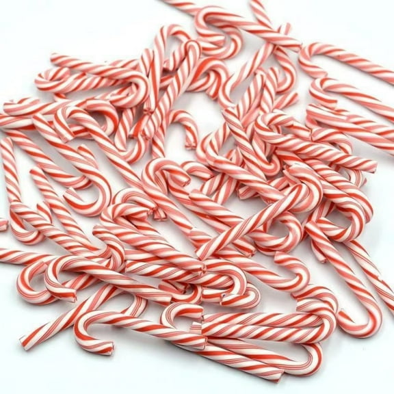 60Pcs Fake Candy Canes, 1.2" Polymer Clay Candy Cane Craft, Mini Christmas Decorations, Peppermint Ornaments for Tree Hanging DIY Decor Supplies, Red White