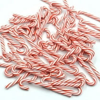 60Pcs Fake Candy Canes, 1.2" Polymer Clay Candy Cane Craft, Mini Christmas Decorations, Peppermint Ornaments for Tree Hanging DIY Decor Supplies, Red White