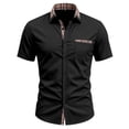 thumbnail image 6 of SAWOBUUN Men's Short Sleeve Button Down Shirt Plaid Casual Slim Fit Dress Shirt Summer Business Work Top with Chest Pocket, 6 of 9