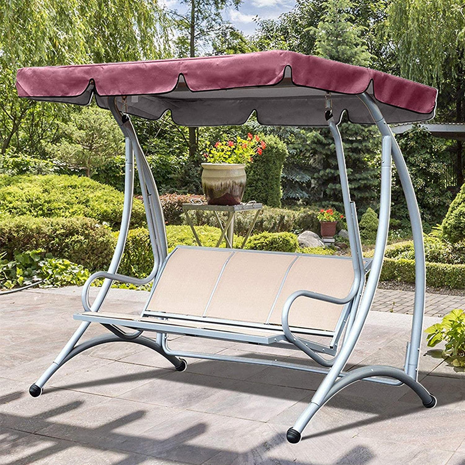 Outdoor Swing Canopy Replacement Waterproof Top Cover for Swing 2 & 3 Seater Garden Swing Top UV Block Sun Shade Patio Swing Hammock Roof 