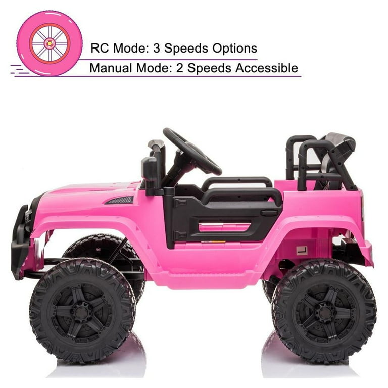 Kids 12V Battery Operated Ride On Truck with Big Wheels RC / Remote Control  - Pink