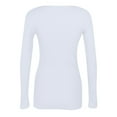 thumbnail image 3 of Mlqidk Women Long Sleeve Scoop Neck Top Casual Basic Slim Knit Ribbed T Shirt White M, 3 of 5