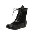 thumbnail image 2 of Bnwani Women Boots Ankle New Winter Fashion Toe Flat Versatile Casual Boot Black Size 5.5, 2 of 7
