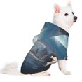 thumbnail image 2 of Goofa Moonlit Sea Sailboat Pattern Small Dog Sweater Hoodies Pet Grey Hooded Soft Fleece Sweatshirts with Pocket Fall Winter Puppy Cat Sweaters Warm Clothes-Small, 2 of 8